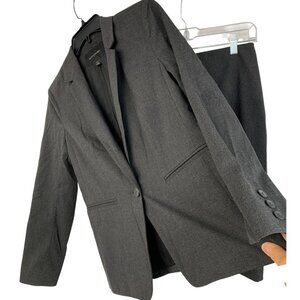 Banana Republic Womens 2-Piece Charcoal Skirt Suit Size 4P Petite EUC
